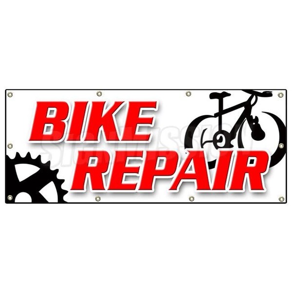 BIKE REPAIR BANNER SIGN bicycle shop repair rental cycle helmet